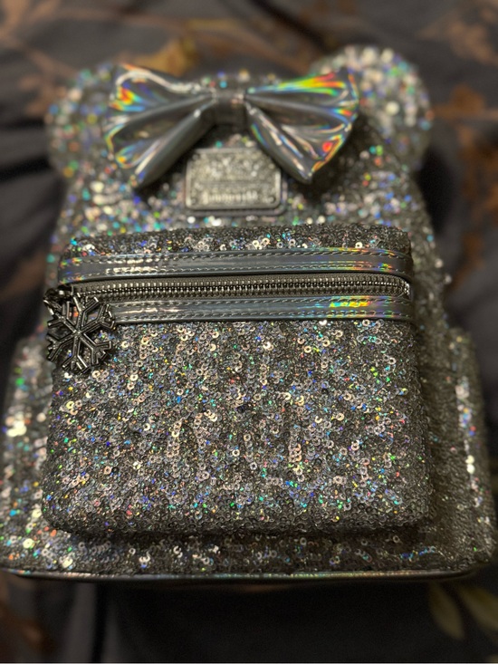 Loungefly Handbags - Silver Sequin Iridescent Loungefly Backpack
